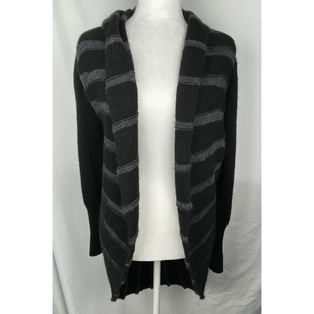 Twins Cardigan Sweater Womens S Black Gray Alpaca Wool Cocoon Italy‎ Artsy Wool